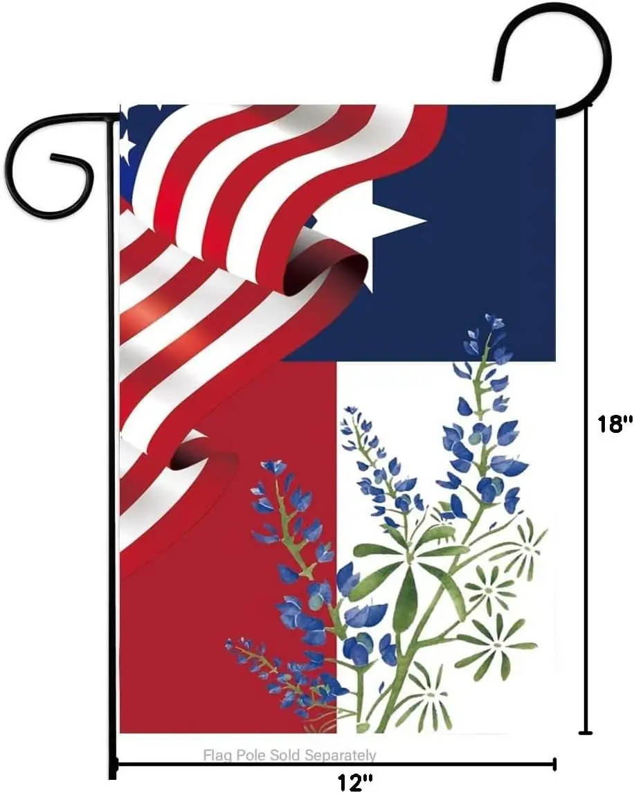 Texas Bluebonnet Flag Texas Home & Garden Flag Americana Western Texas State Small Flag | 12x18in Double Sided Decoration fo