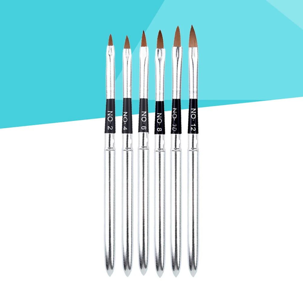 

6Pcs Water Crystal Nail Art Brushes Set Long Lightweight Synthetic Bristles Acrylic Nail Kit Tools for DIY Painting Drawing