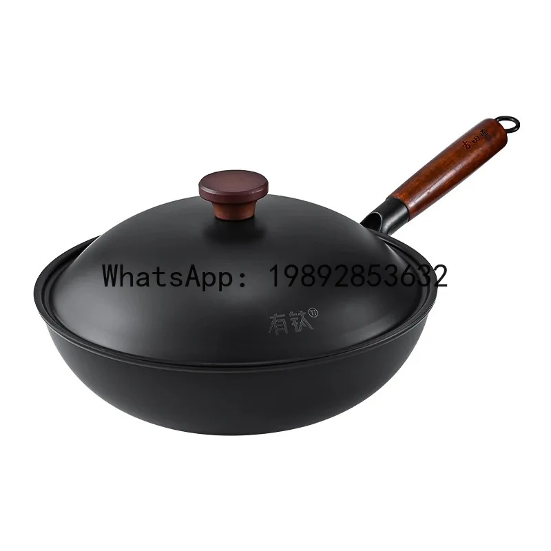 Iron wok non-stick pan induction cooker gas stove neutral pan cast iron cooking pot home
