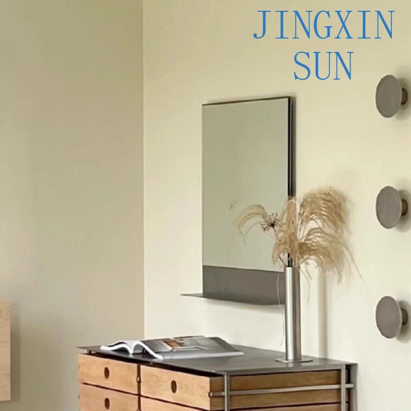Retro Stainless Steel Square Wall Mounted Mirror for Bathroom Basin Makeup Vanity Decor for B&B Style Home Decor Modern Wall