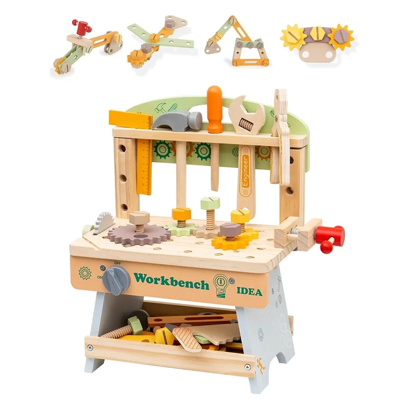 Educational Construction For Kids Ages 3-5, For Kids Tool Bench, Toddlers Wooden Tool Bench Pretend Play Gift