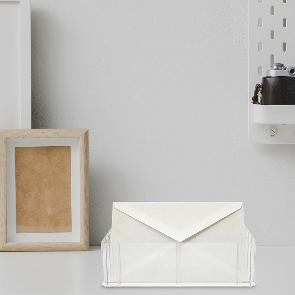 2Pcs Acrylic Cash Storage Box Stylish Transparent Multi-Compartment Tray for Organizing Cash Envelopes Bills At Home Office Desk