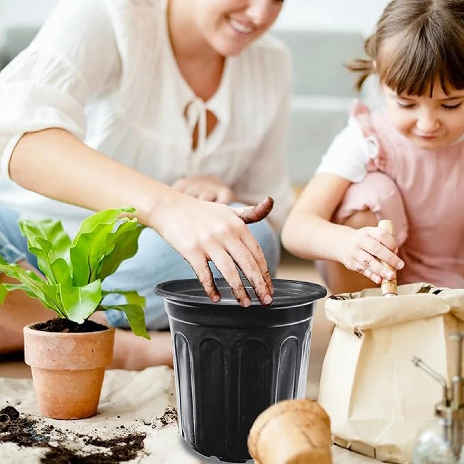 10 Pcs 1 Gallon Flexible Plant Nursery Pots with Drainage Holes, Soft Plastic Seedling Containers for Succulents and Home Garden