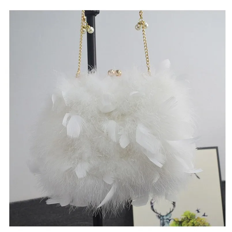 Handmade Real Ostrich Feather Luxury Evening Bags Fashion Shoulder Bags  Party Clutches For Women