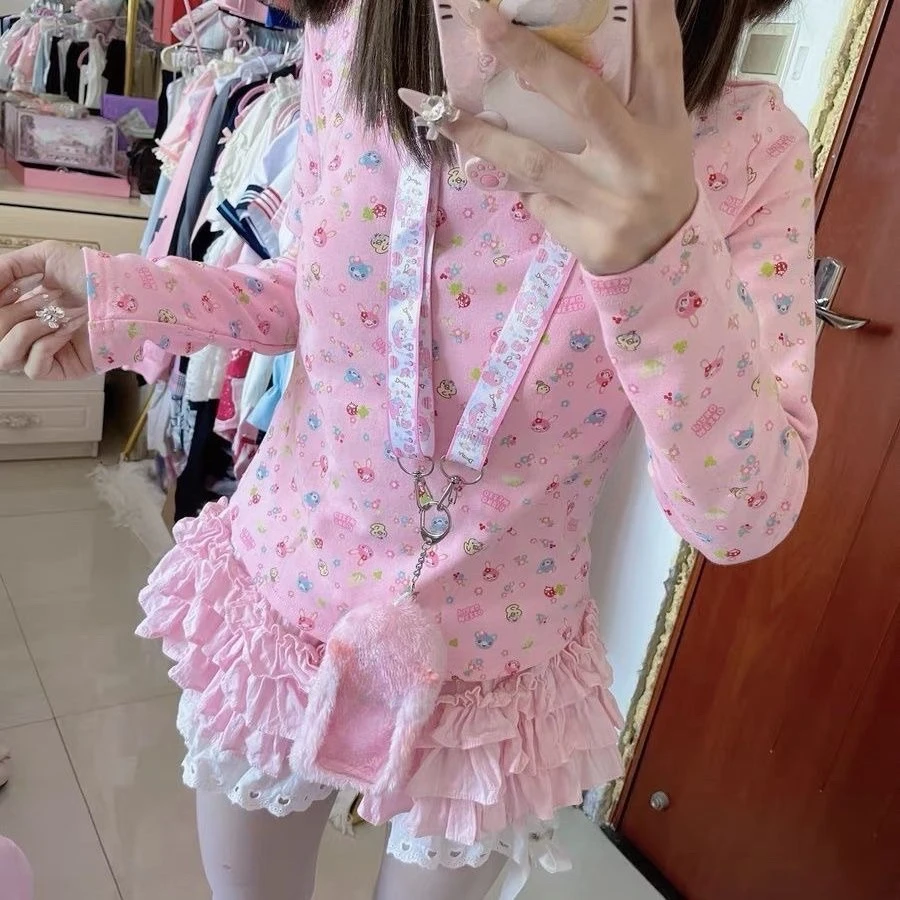 

Укороченные топы с принтом в стиле кавайи Y2K, милые повседневные футболки с коротким рукавом для девочек, стильные летние топы для повседневной носки, модные футболки