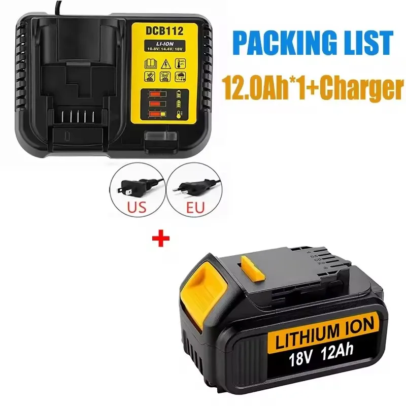 18V 12.0Ah MAX 18650 baterie náhrada za elektrické nářadí pro DeWalt DCG406 DCD887 DCF880 DCF860 DCF922 20V 6A 18V baterie s nabíječkou - náhled 3