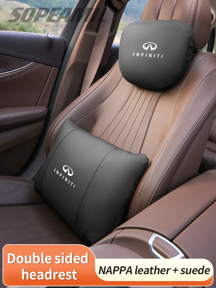 Автомобильный замшевый кожаный подголовник, подушка для сиденья, поддерживающая подушка Infiniti Q50 Q60 Q70 JX35 FX35 G37 M35 ESQ QX30 QX50 QX55 QX60 QX70