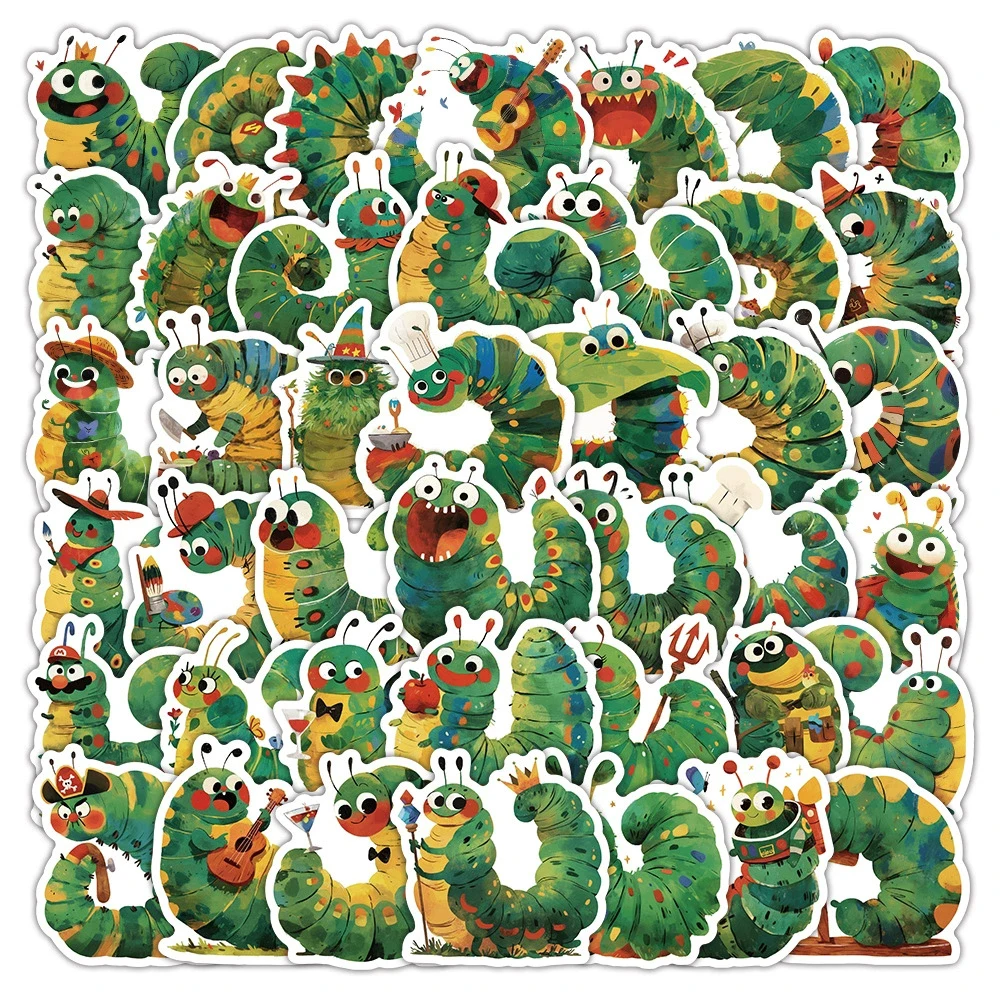 

10/30/50pcs Funny Greedy Caterpillar Graffiti Decals Cute Cartoon Decals DIY Notebook Guitar Phone Car Waterproof Sticker Decor