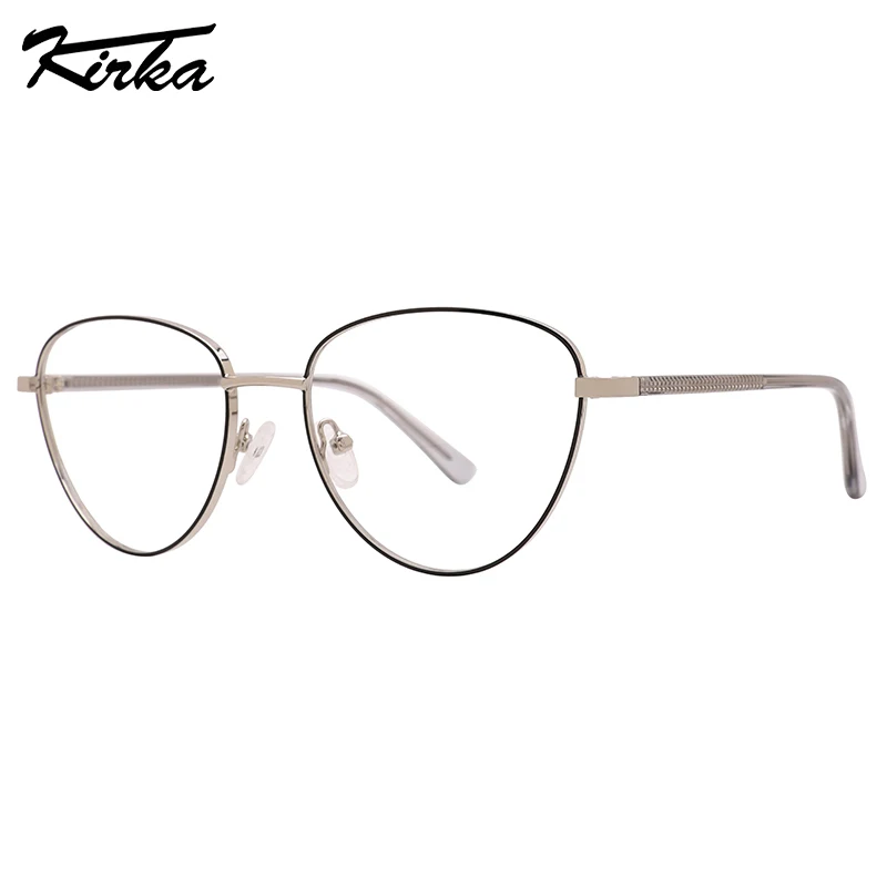 Kirka Female Metal Glasses Frame Triangle Fashion Cat Eye Woman Reading Glasses Clear Lens Computer Eyewear Eyeglasses MW0023