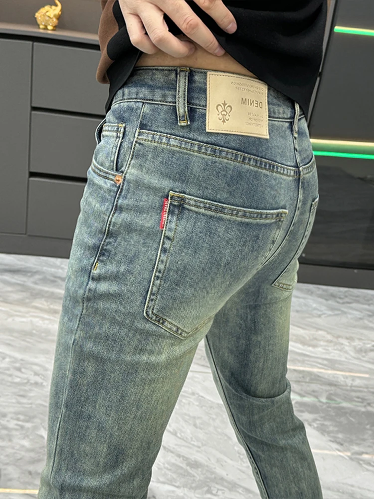 

Мужские джинсы прямого кроя Faionable Slim Fit, синие, осенне-зимние, простые, длинные, повседневные, модные