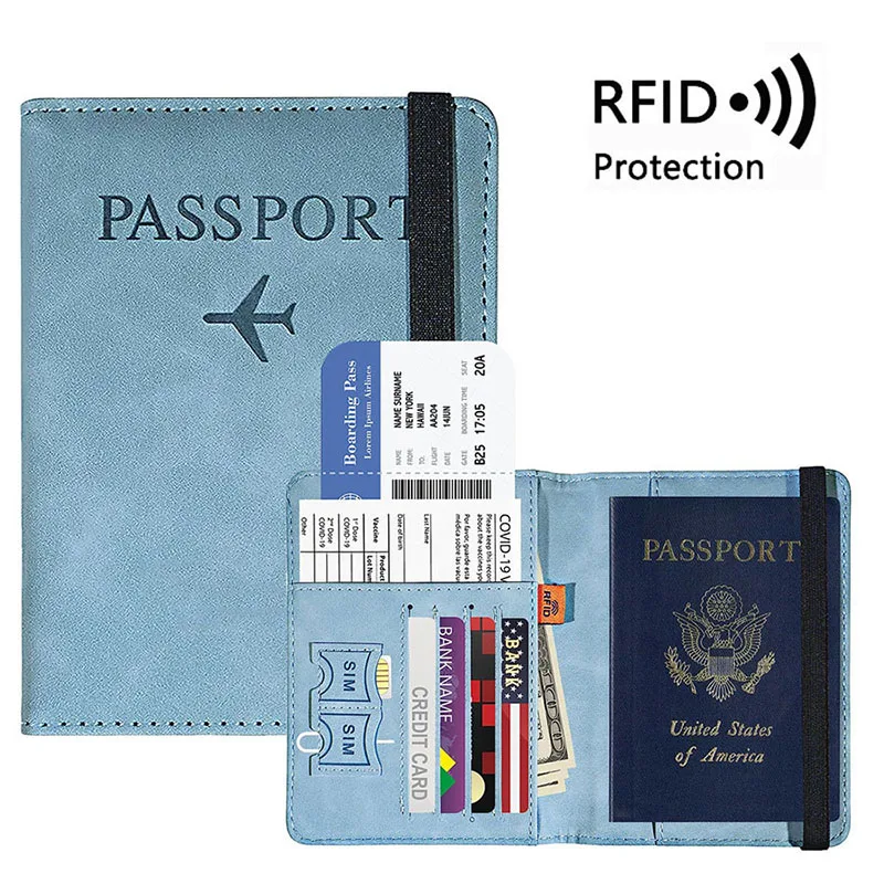 

RFID Anti Theft Brush Passport Holder Vintage Business SIM Card ID Bank Passport Cover Travel Accessories Women Men Wallet Purse