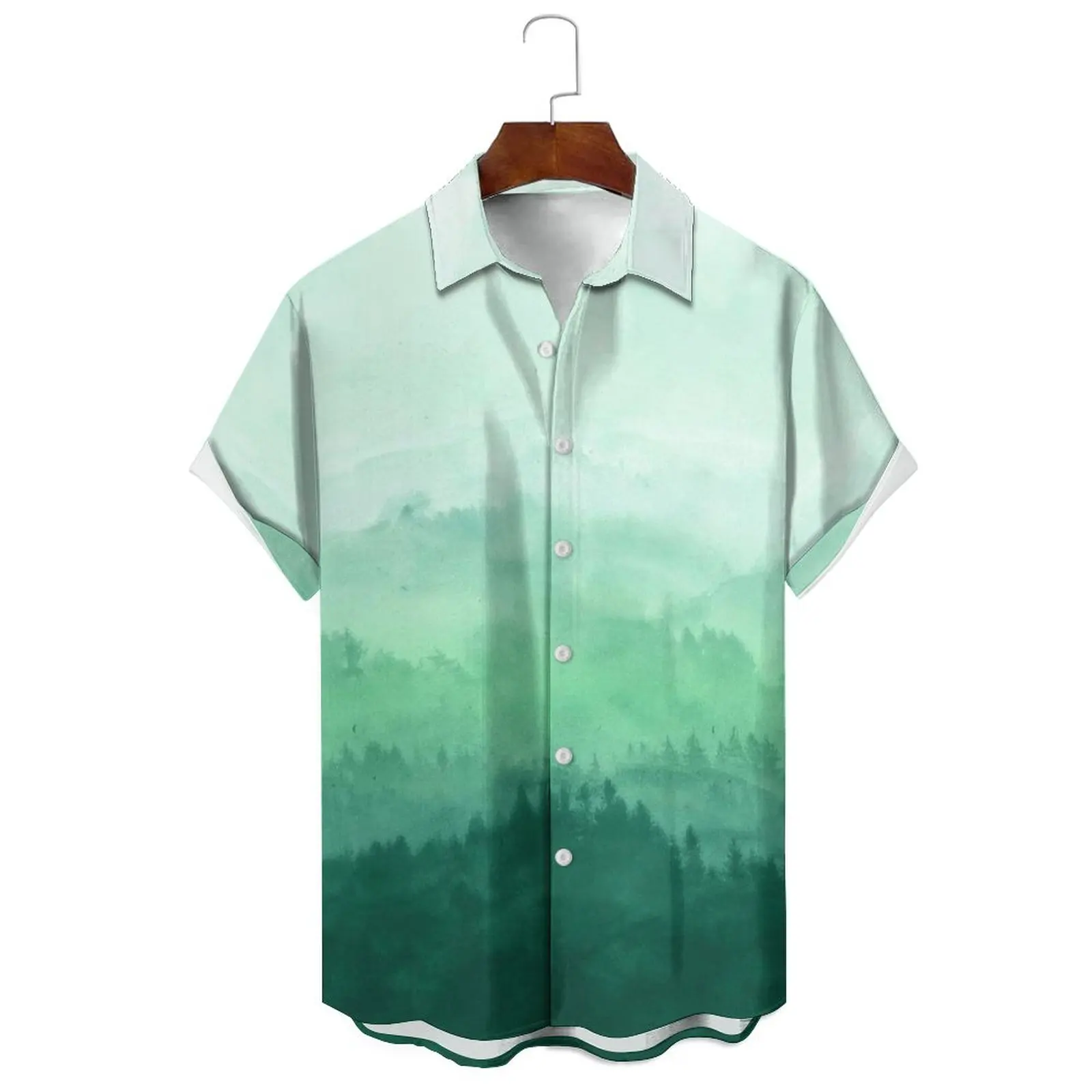 

Men's/Women's Relaxed Casual Breathable Two-Color Gradient Summer Fashion Simple Tie Dye Style Multiple Lapel Short-SleevedShirt