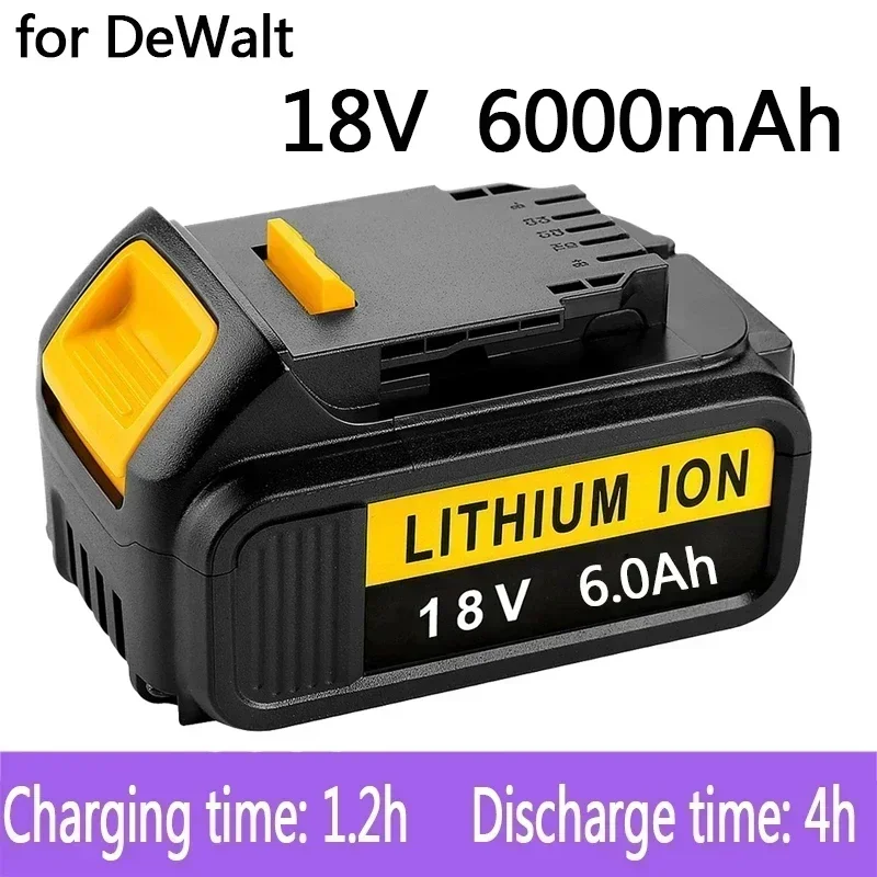 

100% Original For DeWalt 18V 6000mAh Rechargeable Power Tools Battery with LED Li-ion Replacement DCB205 DCB204-2 20V DCB206