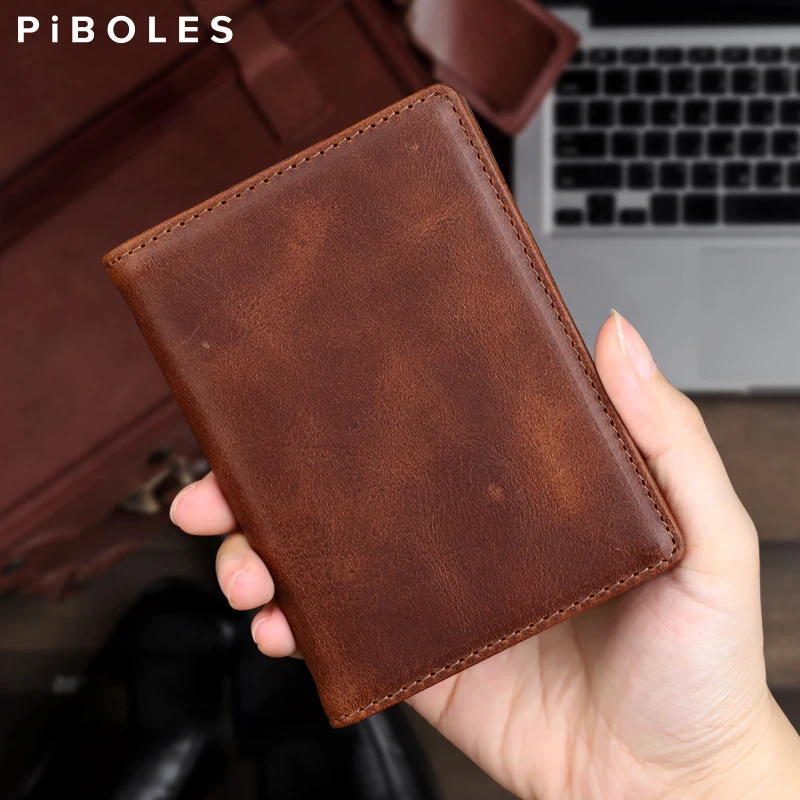Slim Card Wallet Handmade Genuine Leather Credit Card Slot ID Card Pocket Coin Purse Portable Storage Card Case Bag