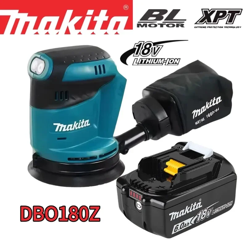 Ponceuse à disque sans fil Makita DBO180Z d'origine, puissance 190W, plateau de 123 mm, 11000 OPM, faible vibration, design compact pour le ponçage du bois