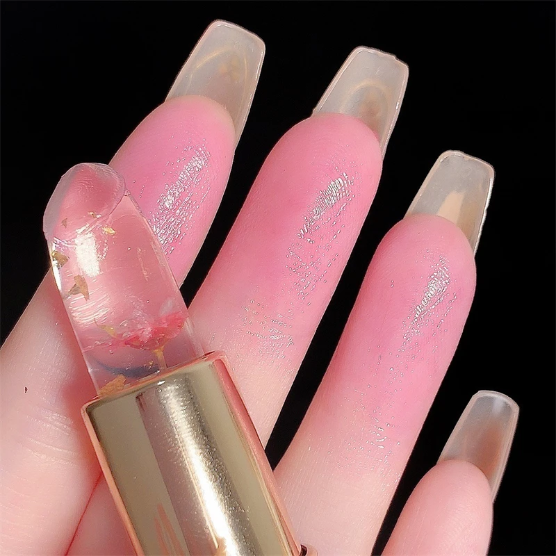 Temperaturfarbwechselnder Blumen-Lippenstift Feuchtigkeitsspendender Kristall-Lippenbalsam Wasserfester Langanhaltender Jelly-Lippenstift Lippenpflege Make-up – Detail 8