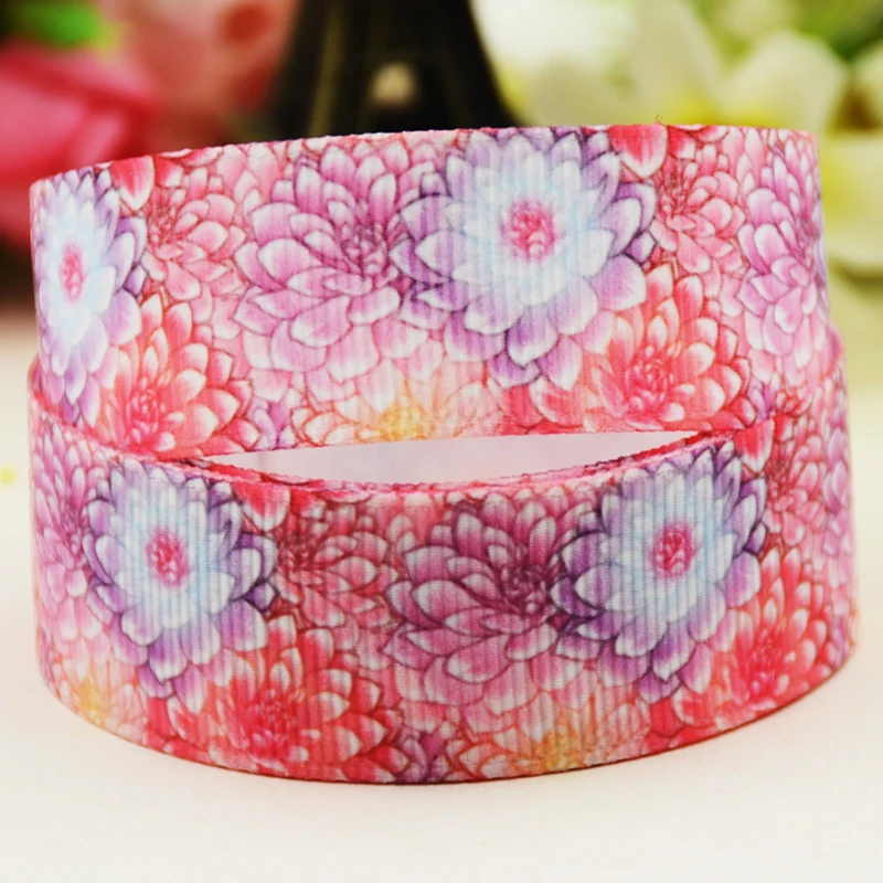 22mm 25mm 38mm 75mm flower cartoon printed Grosgrain Ribbon party decoration 10 Yards satin ribbons