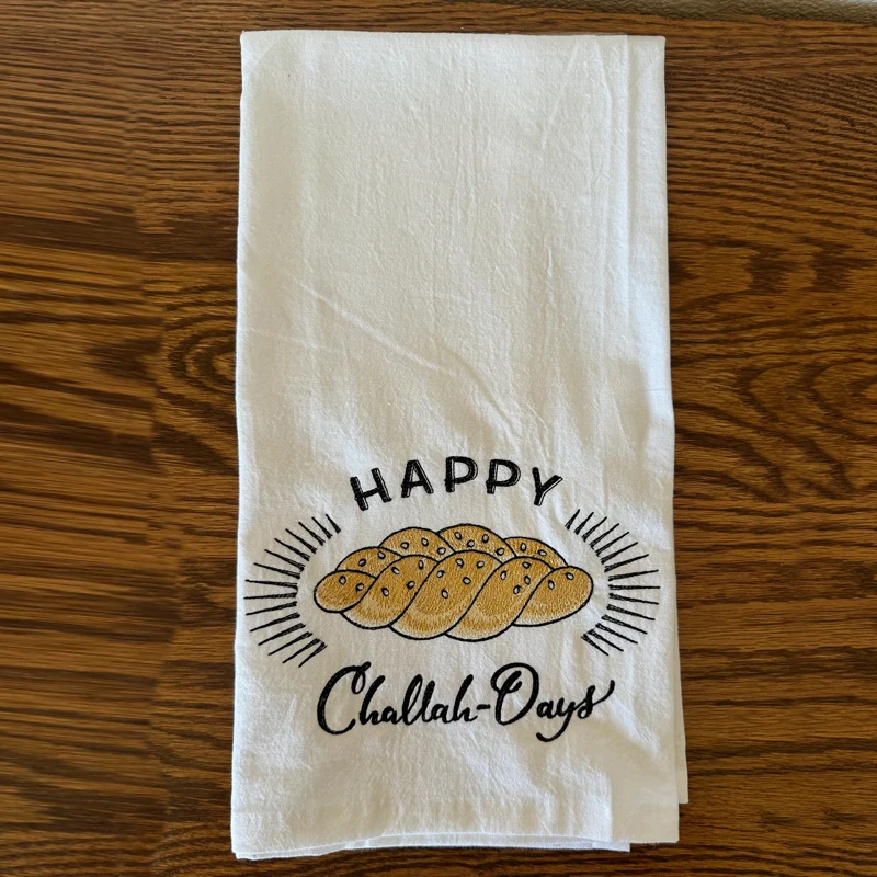 Happy Challah Days Hanukkah Kitchen Flour Sack Towel Jewish Holiday Bread Towel Festival Home Decorate Hostess Housewarming Gift