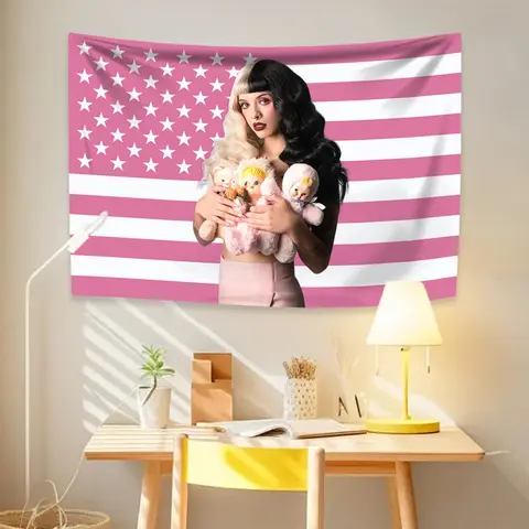 Melanie Martinezs USA Flag Tapestry Pop Singer Home Decor Wall Hanging Dorm Backdrop Fans Party Concert Banner Room Decoration