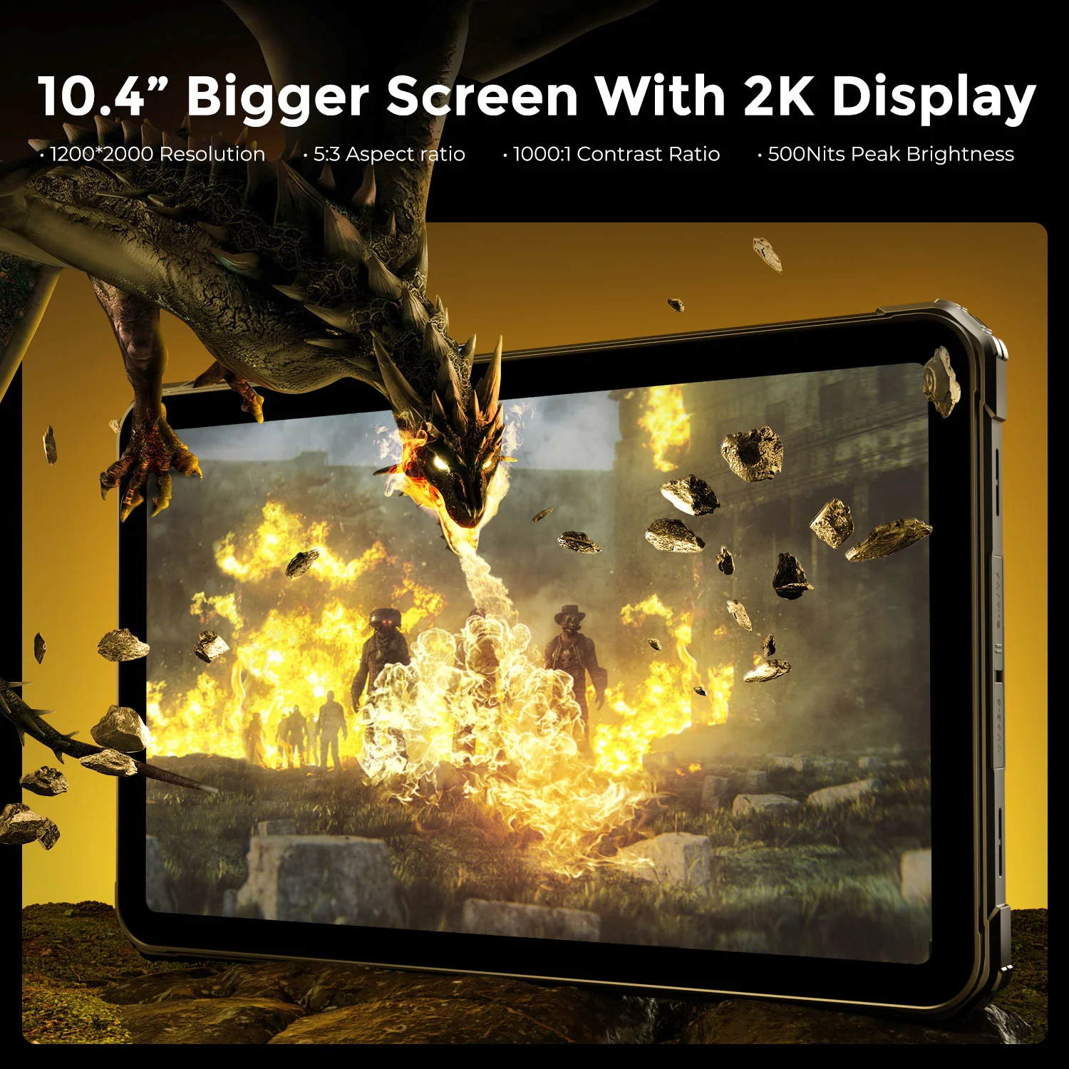 2026 DT2 Industrial Adventure 10.4Inch 2K Display 22000mAh Kids Big Battery66W Fast Charging 4G Android13 Best Rugged Tablet