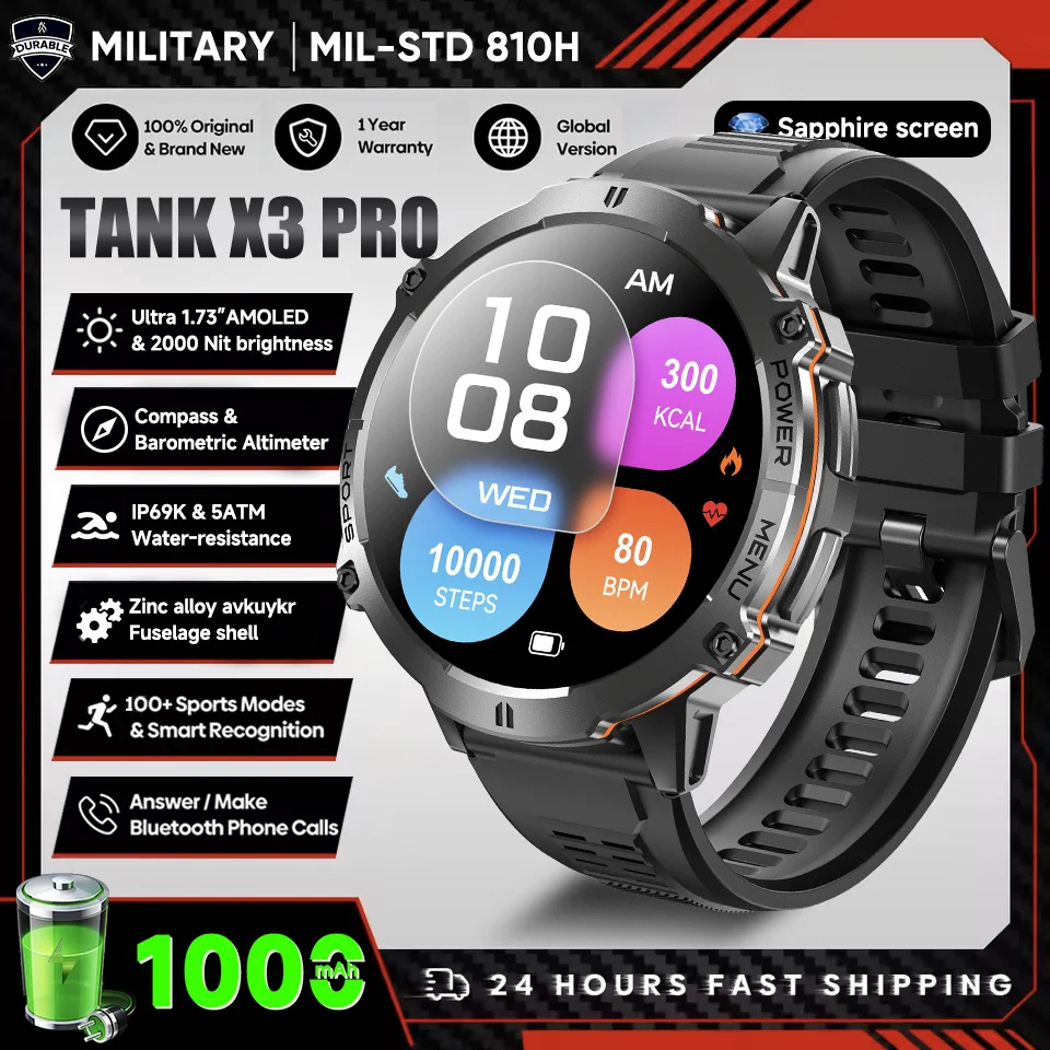 2025 1.73" Smartwatch with 1000mAh Battery and GPS image