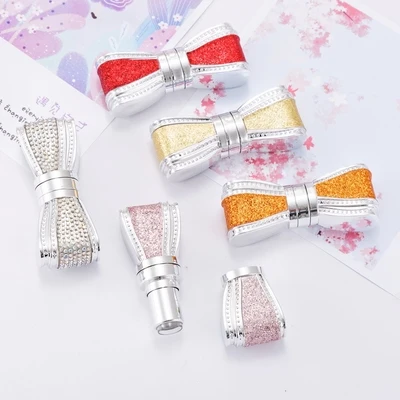 NEW Wholesale 12.1mm Diamond Bowknot Lipstick Tube High Grade Lip Balm Tubes Cosmetic Refillable Bottles Magnetic Snap Tubes