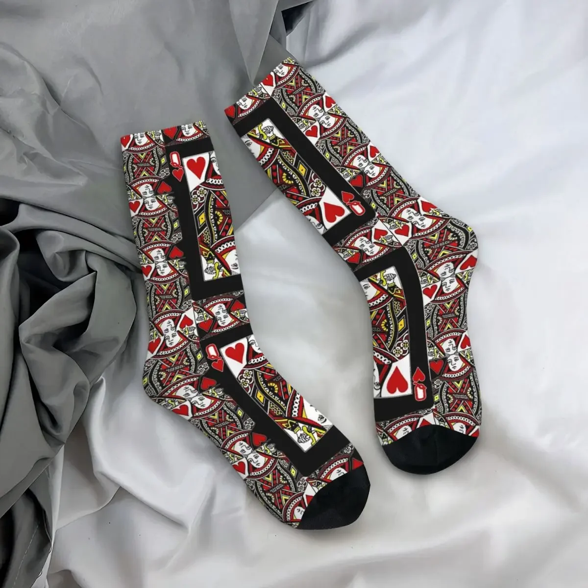 

Носки All Seasons Crew Stockings Casino Nights Red Queen Of Hearts, забавные длинные носки для мужчин и женщин, подарки на День святого Валентина