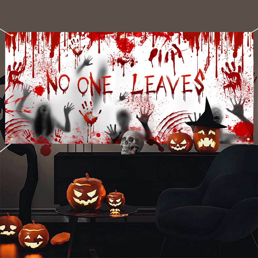 

VIKAMA Хэллоуин фон ужас кровавый отпечаток руки фон ткань праздник атмосфера Крытый открытый баннер