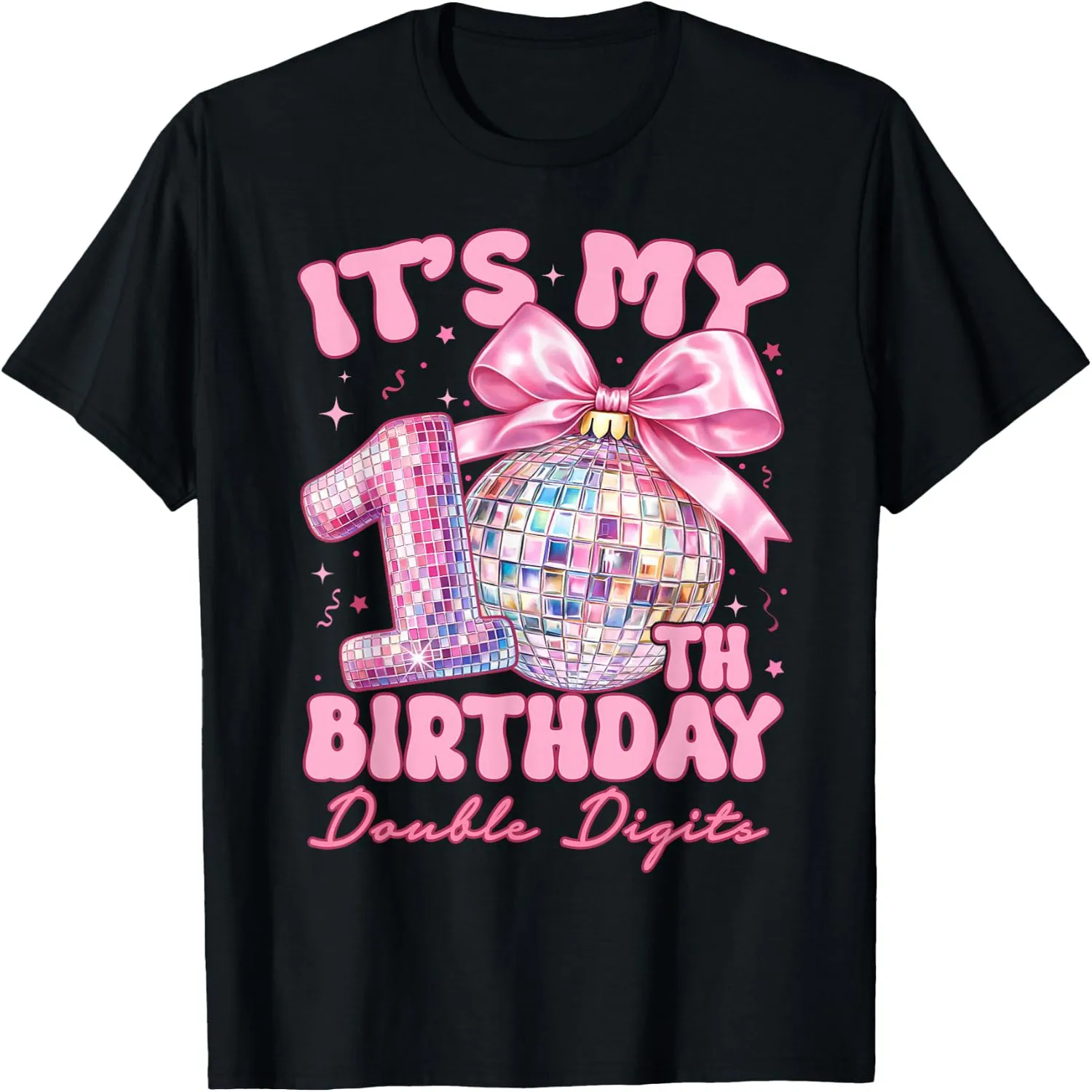 Its My 10th Birthday Double Digits Disco Ball Birthday Party T-Shirt Cotton t-shirt, Vintage t-shirt,