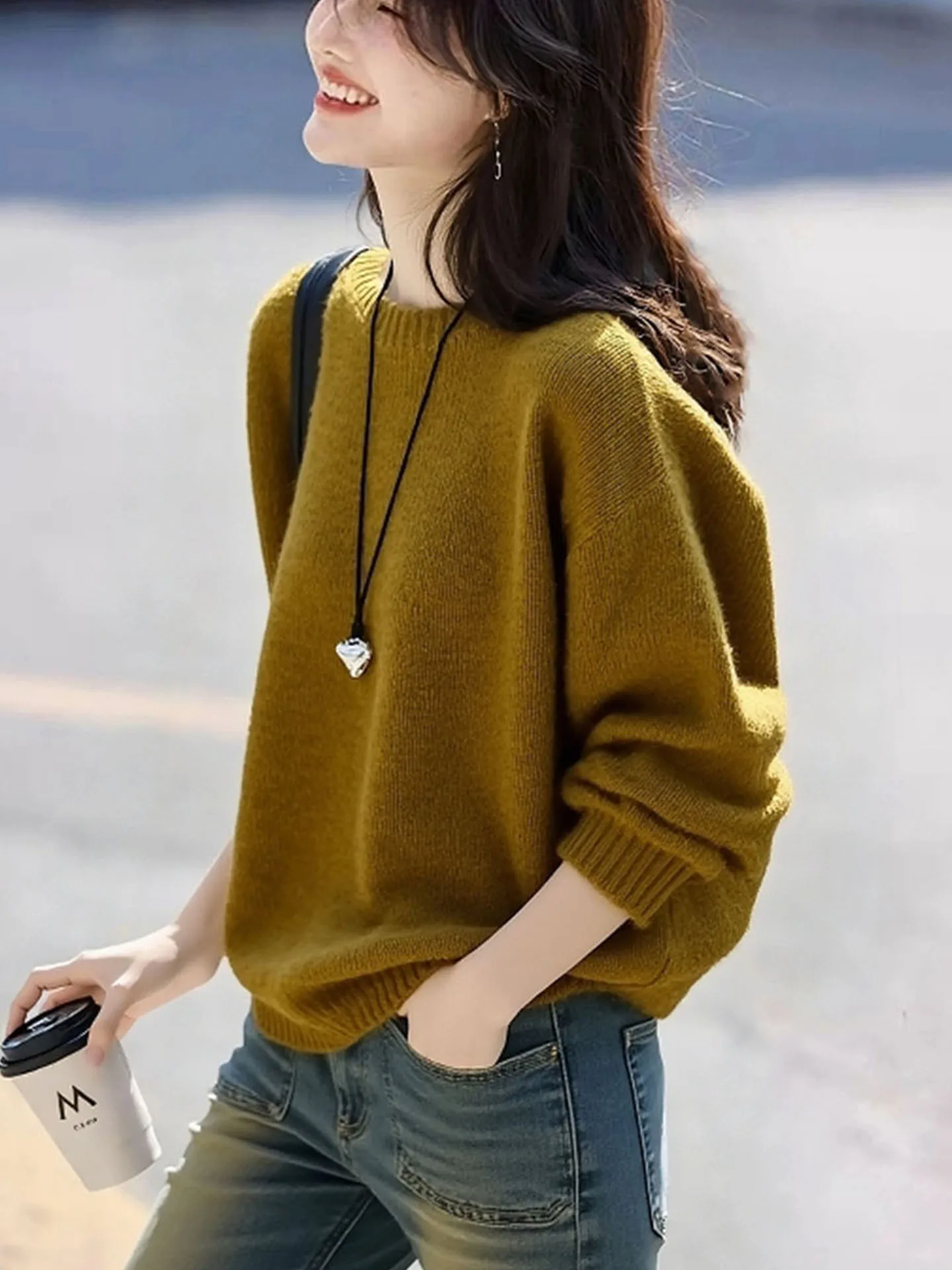 Solto longo sve camere camada base irt tripulação ne thiened confortável inverno faion diário high-end sentimento camisola