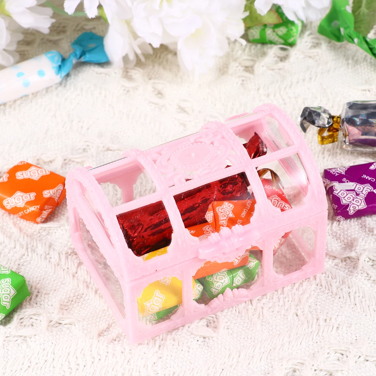 

10pcs Candy Boxes Wedding Party Favor Pink Plastic Empty Chocolate Supplies Storage Container Gift Treat Box Packaging