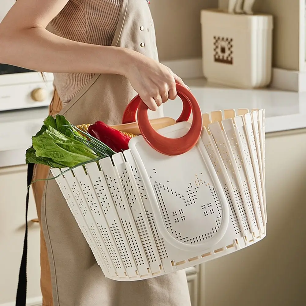 Plastic Foldable Clothes Storage Basket Handheld Wall Mounted Dirty Clothes Basket Large Capacity Space Saving