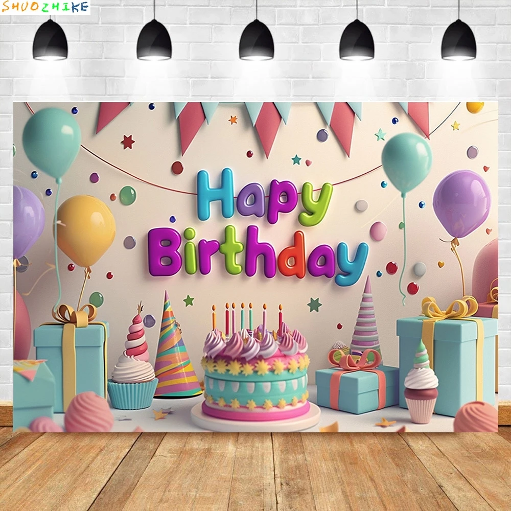 خلفيات تصوير لحفلة عيد ميلاد سعيد ، بالونات مقوسة ، الدعائم ، كانديلاند ، خلفية استوديو صور للأطفال حديثي الولادة ،