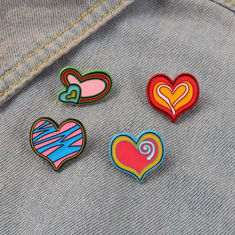 Graffiti Heart Enamel Pin Custom Love Vortex Brooches Badges for Bag Clothes Punk Cool Lovers Jewelry Gift for Girl Friend