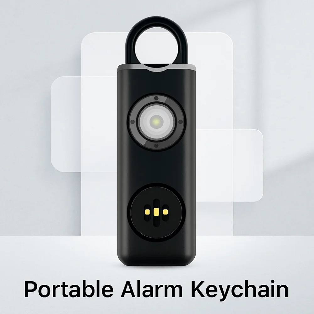 130 High DB Safe Sound Personal Alarm LED Strobe Light with Hanging Hook Portable Alarm Keychain Drop-proof Low Battery Notice