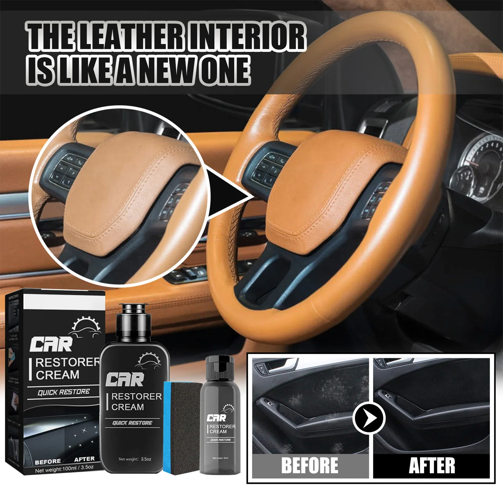 

Car Interior Leather Care Cleaner Protective Film Conditioner Refinishing Spray Suitable for Car Detailing Cleaning