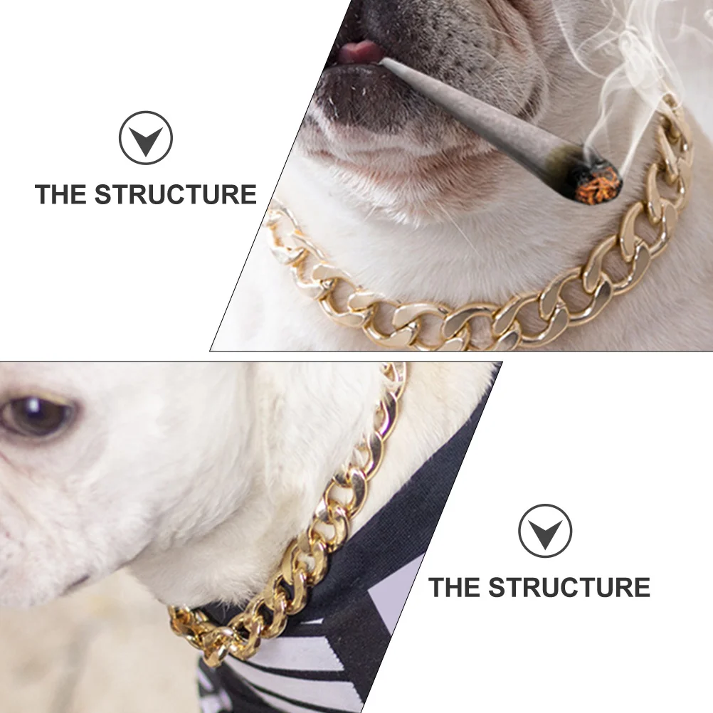 Metal Golden Necklace Dog Decoration Chain Pet Link for Dogs Electroplated Aluminum Puppy Collars Ornament