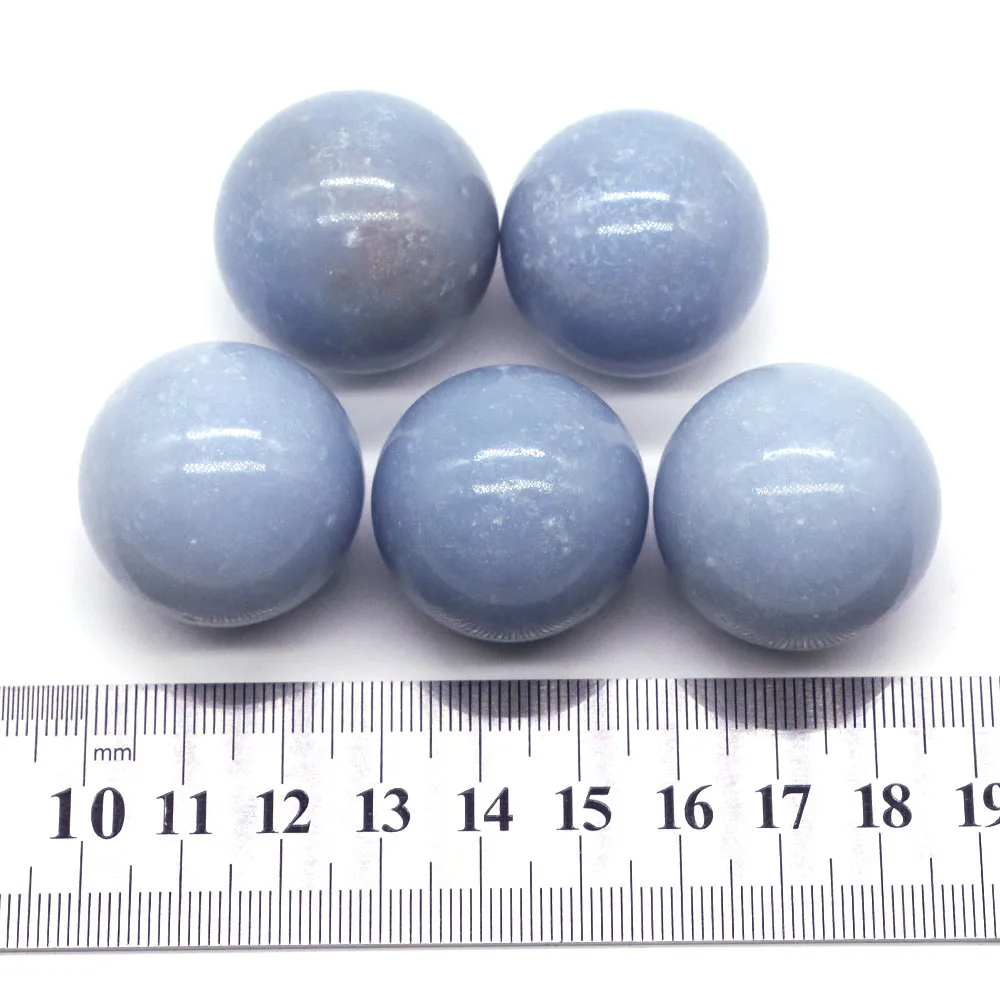 Natural Quartz Stone Round Sphere Blue Angelite Crystal Ball Polished Globe Massaging Ball Reiki Healing Stone Decoration Gift