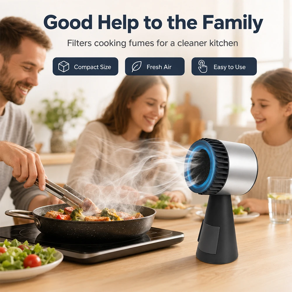 Portable Desktop Cooker Hood Indoor Efficient Oil Fume Absorber Purifier for Small Kitchen and Simplified Cooking