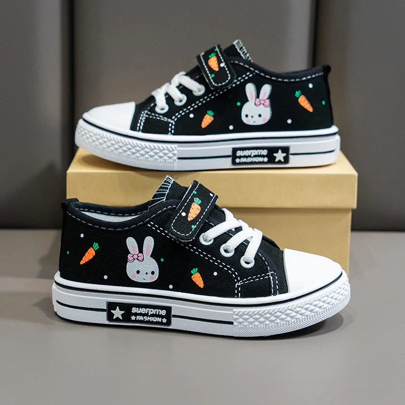 Children Spring Autumn Girls Baby Board Shoes Leisure New Fashion Kid Shoes Cartoon Rubbit Canvas Sports Shoes Boys Sneaker Shoe