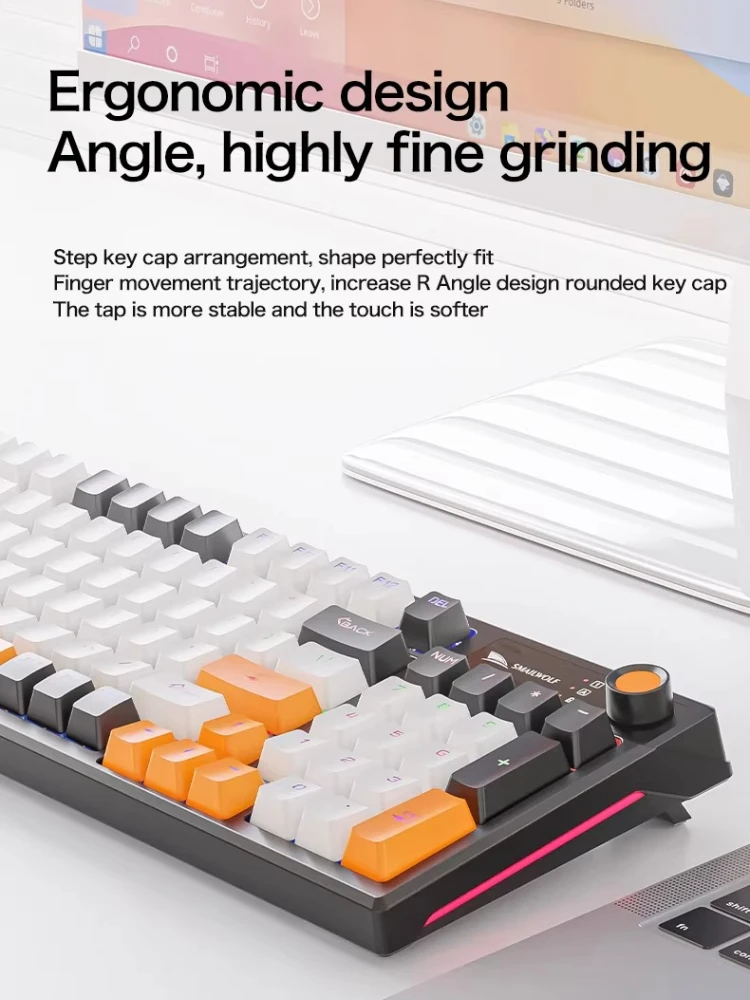 Smailwolf SK15 Wired Keyboard Ergonomic Design Russian Spanish Korean Thai Customized Mechanical E-sports Gaming Keyboard