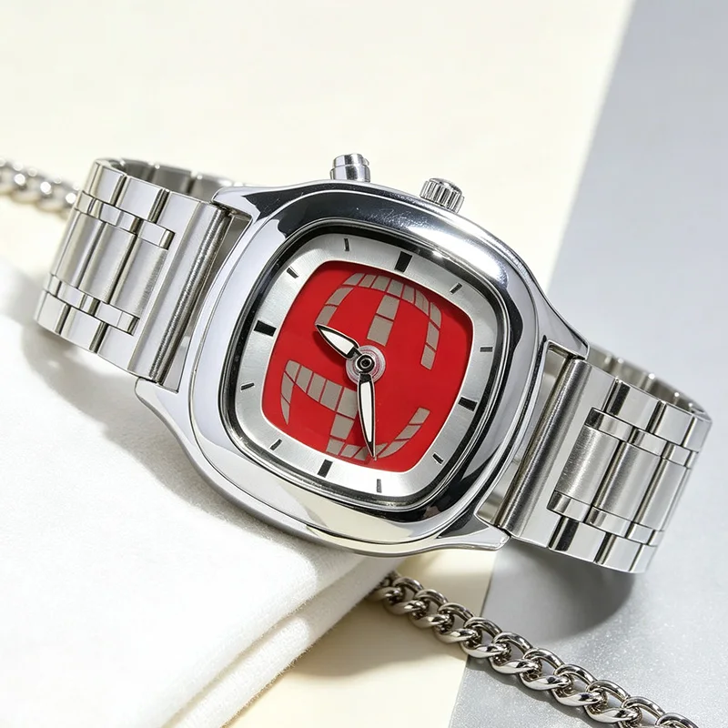Men's Watch Y2K INS Style Fashionable Creative Quartz Watch Digital Dual Display Luminous Gift Choice Relojes Para Hombres+BOX