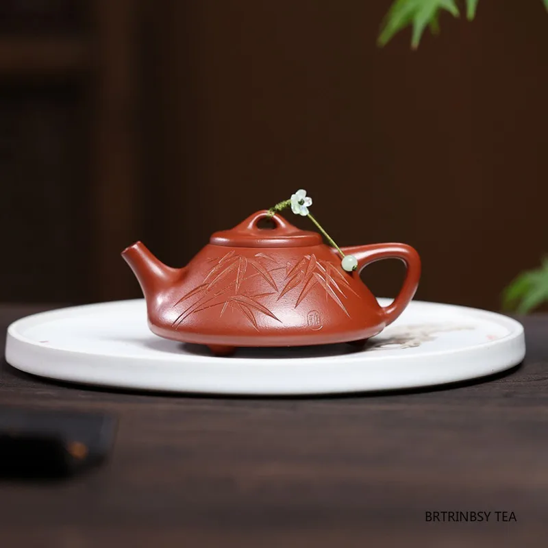 

140ml Tradition Yixing Purple Clay Teapot Handmade Bamboo Leaf Pattern Zisha Tea Pot Household Beauty Kettle Chinese Teaware