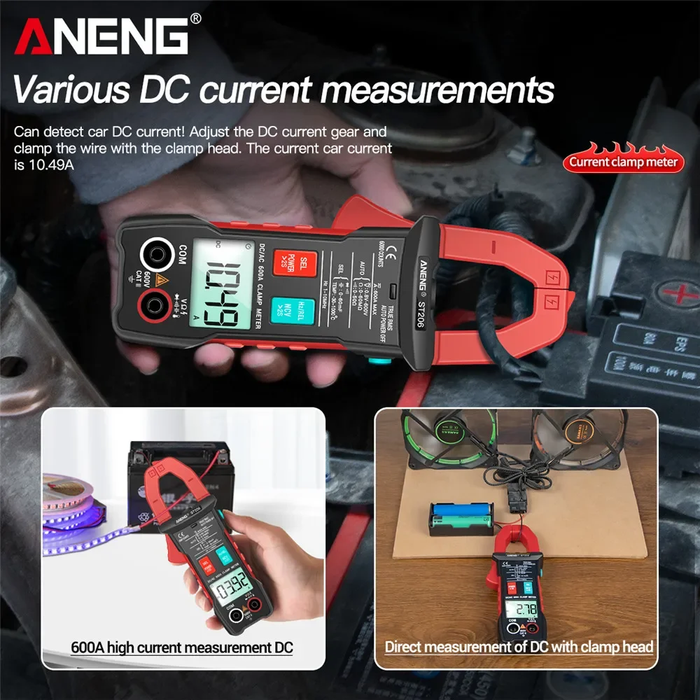 Aneng ST206 Digitale Multimeter Klemmen Meter 6000 Graven True Rms Amp Dc/Ac Stroomtang Meet Dc Amperimetro Tester voltmeter