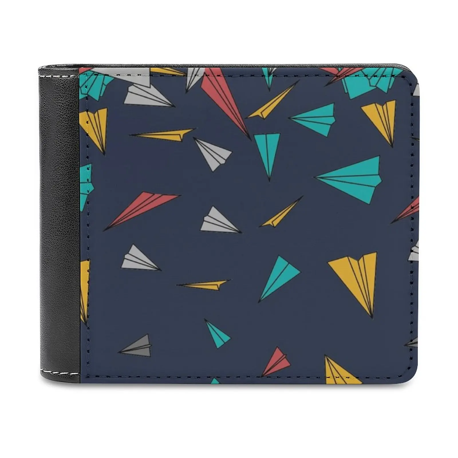 

Flying Paper Planes Leather Wallet Credit Card Holder Luxury Wallet Paperplane Paper Plane Geometric Floating Graphicdesign