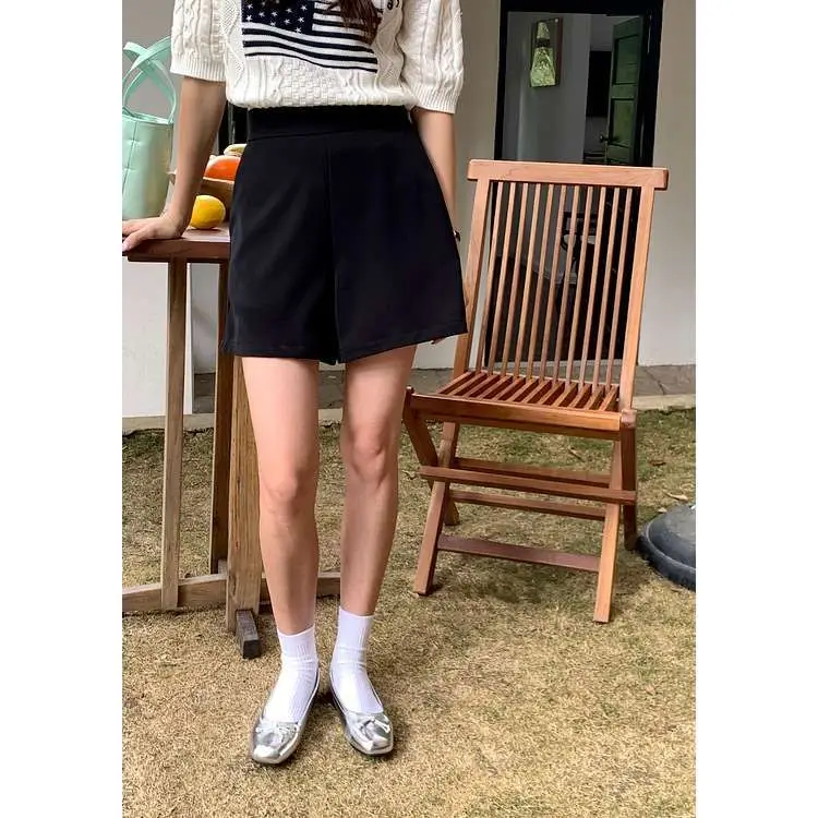 

Huang Zheng Простые базовые повседневные брюки женские летние свободные H-образные Cleanfit Sle на молнии с низкой талией материал ПВХ