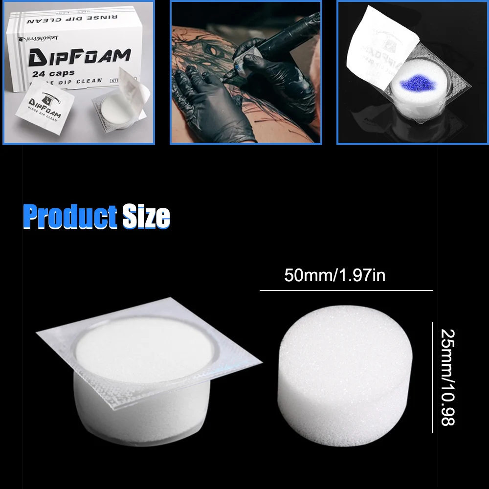8/16/24 قطعة المتاح الوشم إبرة تراجع رغوة تنظيف كوب الوشم شطف Dip رغوة قبعات أكواب لإبرة وطرف شطف تراجع شطف