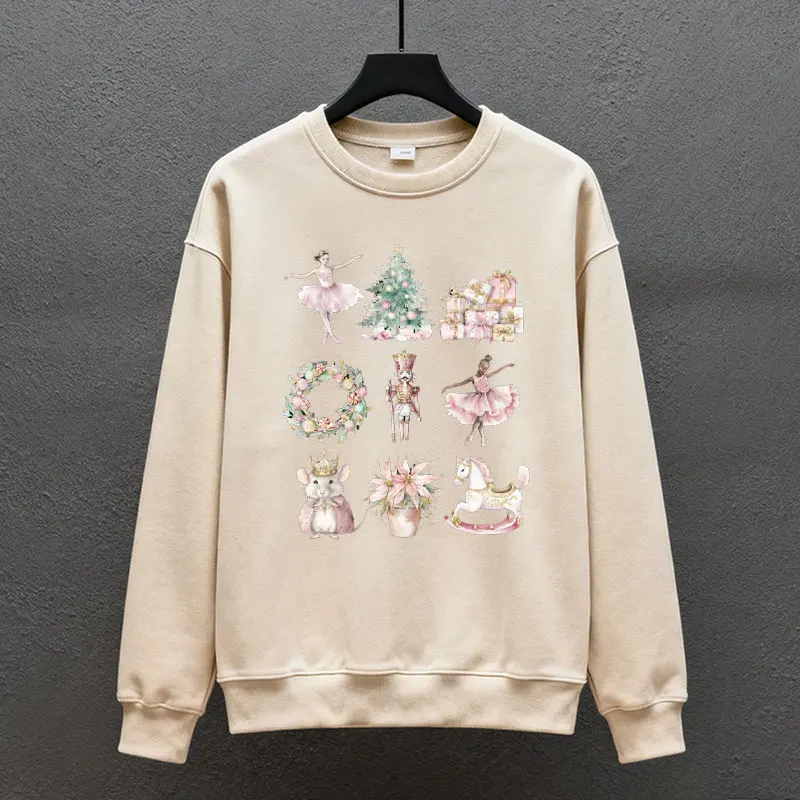 بلوزات كسارة البندق المائية قميص طويل الأكمام الأسرة عيد الميلاد الزي احتفالي الجرافيك المحملة عيد الميلاد طاقم النساء الطالبات