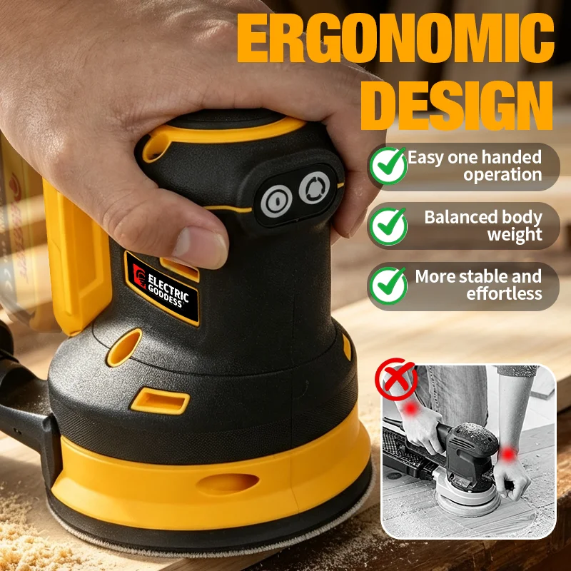 Electric Goddess Brushless Sander Disc 11000rpm Cordless 3 Gear Woodworking Sanding Putty Polishing ﻿For Dewalt 20V Battery Pin - view 4