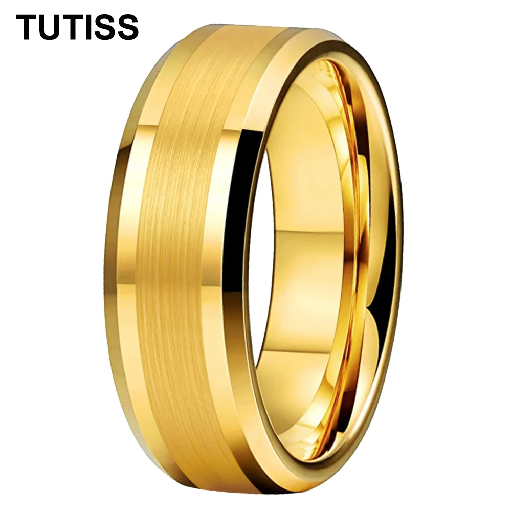 

TUTISS 8mm 6mm Best Seller Ring Tungsten Wedding Band For Men Women Beveled Brushed Polished Comfort Fit